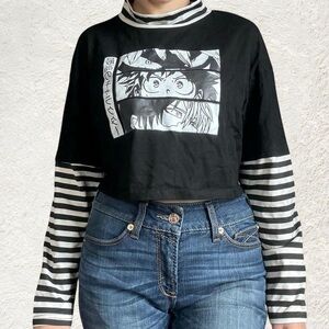 Anime long sleeve crop top